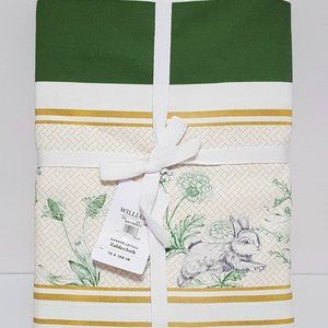 NEW RARE Williams Sonoma Garden Bunny Lattice Tablecloth 70"x 108" Rectangle